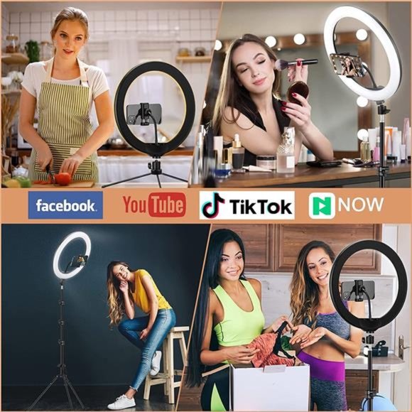 13 inch Ring Light with Floor Tripod &Desk Stand (Ringlight Kit Totally 74"Tall) - Picture 4 of 6